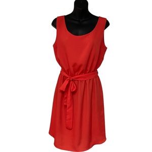 Gap Factory Coral Orange Sleeveless Tie Waist Pullover Tank Dress Size M